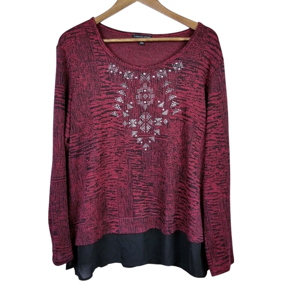 Signature Studio Womens Long Sleeve Aztec Top XL
